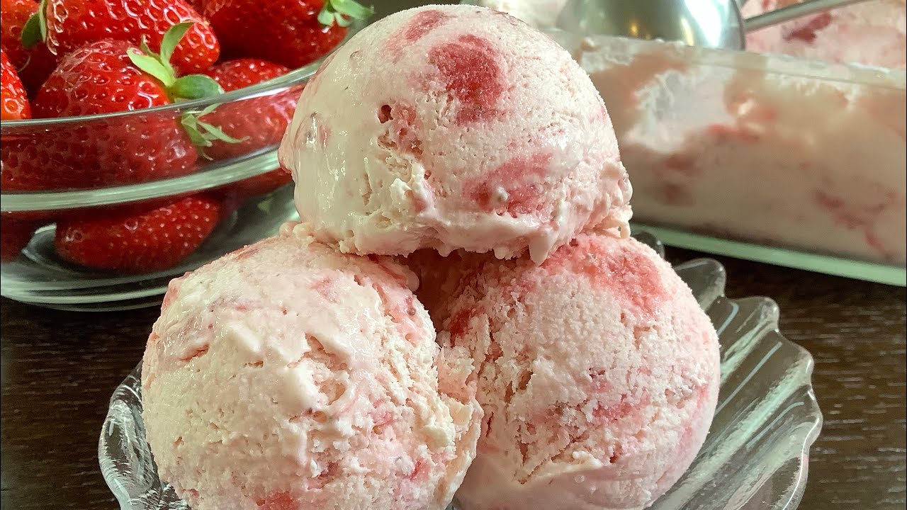 【いちごアイスクリーム】簡単に美味しく出来る口溶けレシピ／How to make Strawberry ice cream