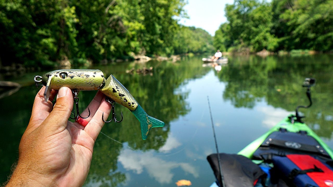 Kayak Bass Fishing w/ GIANT Swimbaits in a Creek!!!