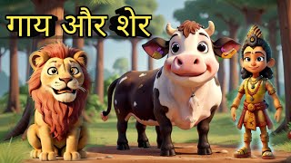 शेर और गाय | Lion and cow | Panchatantra Tales | Moral Story for Kids | Hindi Kahaniya