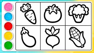 Vegetable Coloring for Kids 🎨 | Learn 6 Healthy Vegetables | Fun Preschool Activity |