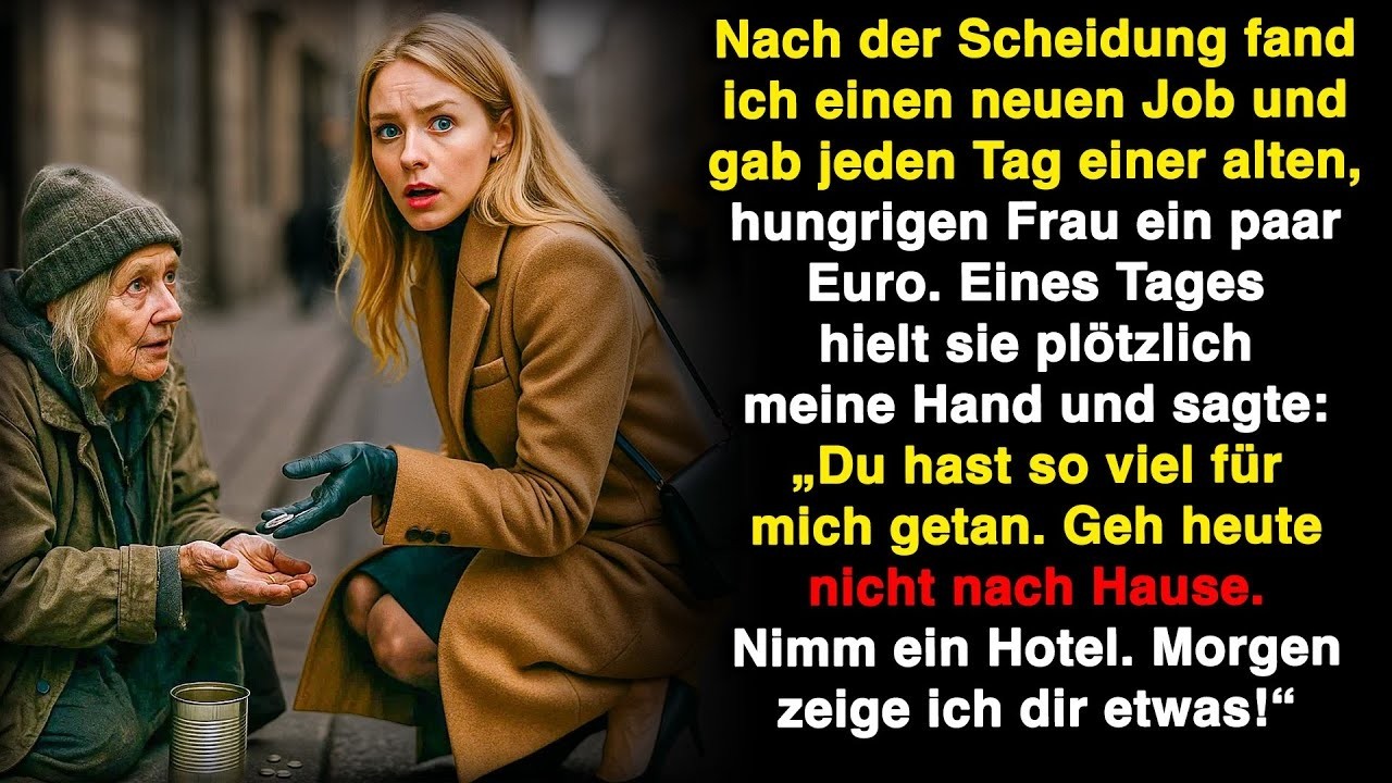 Ich gab der alten Frau jeden Tag Kleingeld. Eines Tages hielt sie mich an und sagte...