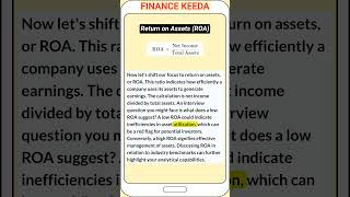 Return on Assets ROA | Most Important Ratios for Finance Interview |#shorts #ratioanalysis