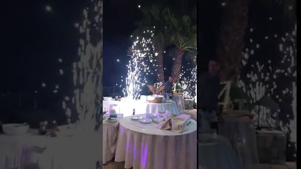 Fountain & aerial fireworks, DJ Nikos Alatas, epic destination wedding @ Lefkada 8.2018 PART 2