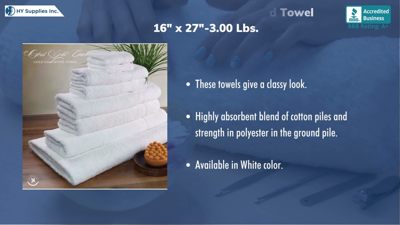 Premium Gold Cam White Hand Towel |  Premium Hand Towels | Hand Towels | Salon Supplies | Towels USA