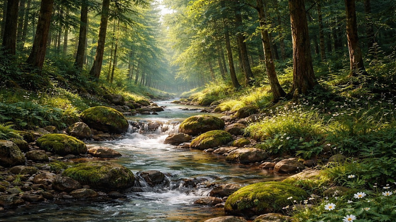 8 Horas de Bosque y Riachuelo 🌲 Música Natural para Dormir Toda la Noche