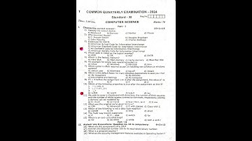 “11th Computer Science Quarterly Question Paper 2024 | Tamil Nadu State Board”
