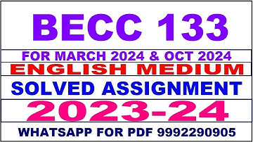 becc 133 solved assignment 2023-24 | becc 133 solved assignment in english 2024 | becc 133 2024