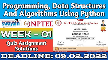 NPTEL Programming Data Structures And Algorithms Using Python WEEK 1 ASSIGNMENT ANSWERS | 2022