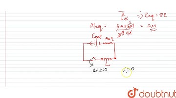 The switch `S` is closed at time `t=0` . Find the current through the inductor as a function