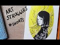 ART STRUGGLES #shorts #Shorts (lineart brushpen & kuretake gold mica ink test 2)
