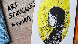 ART STRUGGLES #shorts #Shorts (lineart brushpen & kuretake gold mica ink test 2)