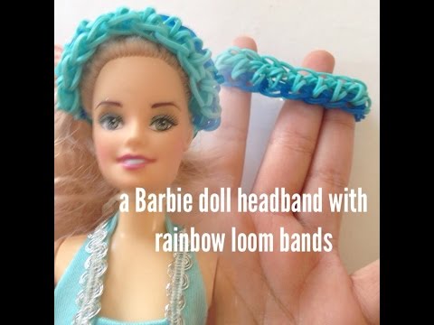 Barbie Doll Head Band With Rainbow Loom Bands Loomless
