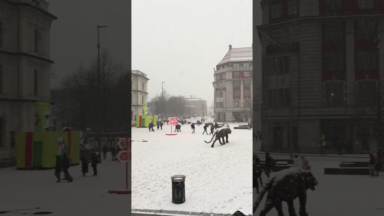 Snowing in Oslo Norway.   