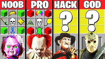 Minecraft Battle: HORROR MOVIE CRAFTING CHALLENGE - NOOB vs PRO vs HACKER vs GOD Minecraft Animation