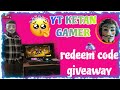 Yt ketan gamer 105 live stream free fire redeem code giveaway custom win  ytketangamer youtuber