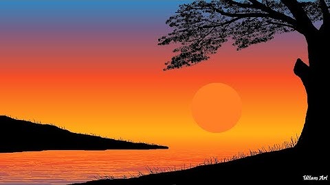 Sunset Drawing | How to draw in ms paint | computer drawing | scenery drawing | #mspaint