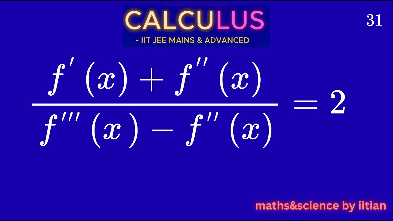 Can You Solve This Calculus Puzzle? | (f′+f″)/(f‴−f″) =2? IITian’s -Substitution Trick! 🔑
