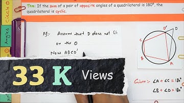 Theorem 9.11 Class 9 Circles - Sum of pair of opposite angles of quadrilateral is 180, it