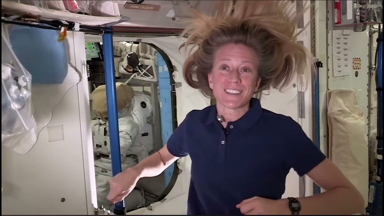 Compare astronaut's hair quality in two videos
