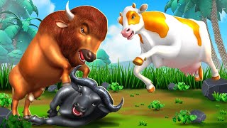 Angry Bison Attack: Buffalo, Cow, Horse, Gorilla, and Mammoth Adventure | Wild Life Animal Cartoons