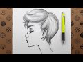 Çok Güzel Bir Kız Yüzü Çizimi Yandan Nasıl Yapılır - How To Draw A Beautiful Girl Face From The Side