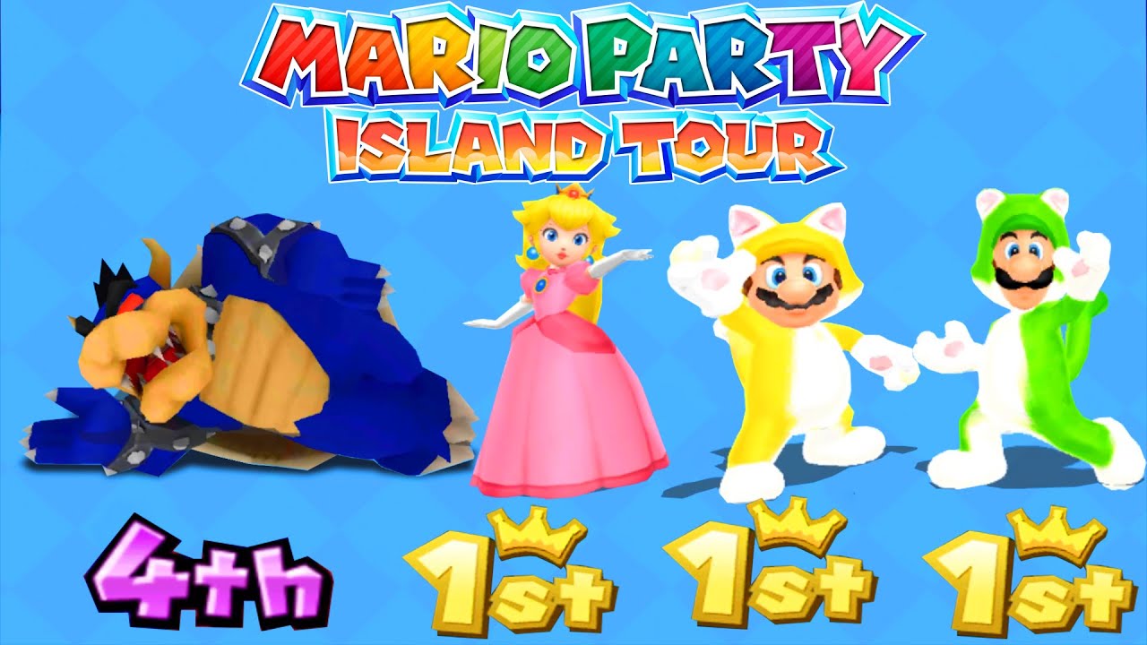 Mario Party Island Tourd Minigames - Peach Vs Luigi Vs Bowser Vs Mario (Max Difficulty)