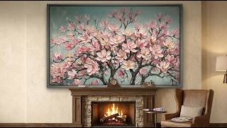 Vintage Flower Tree in Bloom Painting | White Frame TV Art | Art Screensaver for TV screenshot 4