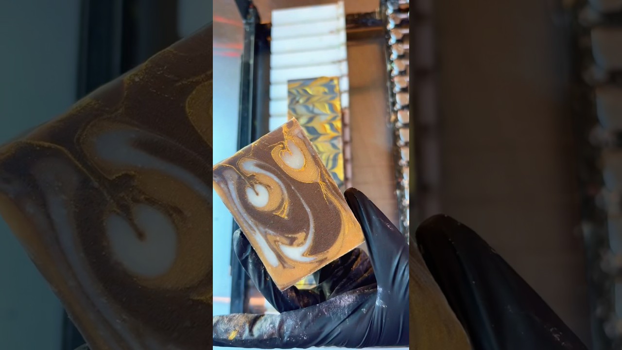 Cutting Gold Brew ✨Coffee Soap #soapcutting #soap #handmadesoap #soapmaker #soaps #soapbars #soaping