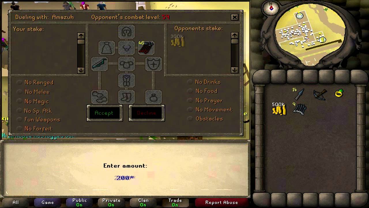 RuneScape 2007 OldScape Gameplay | 75Range Pure Staking and KingBlackDragon | 1M
