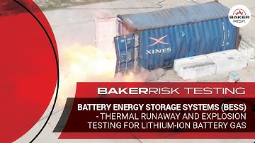 Battery Energy Storage Systems - thermal runaway and explosion testing for Lithium-ion battery gas