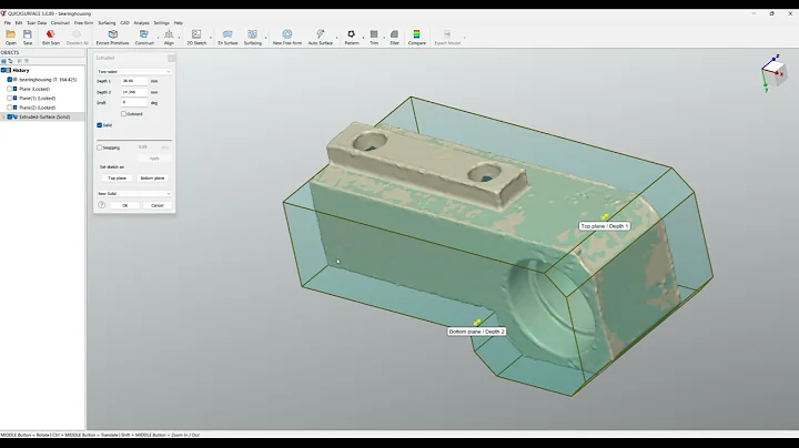 Step-By-Step tutorial (Bearing housing): Basic course for reverse engineering with QUICKSURFACE