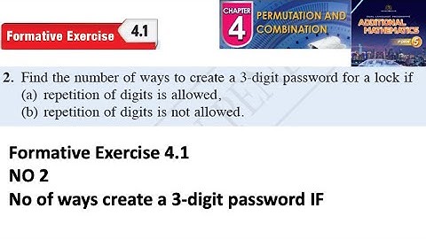 Permutation and combination formative exercise 4.1 Q2 latihan formatif 4.1 form 5 kssm textbook
