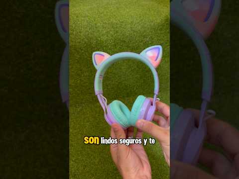 Video: Audífonos Inalámbricos Riwbox CT-7S con Orejas de Gato, Luces LED y Micrófono