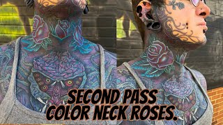Second pass neck color roses. Change, attachment, and complacency  #ink #tattoos #tattoo