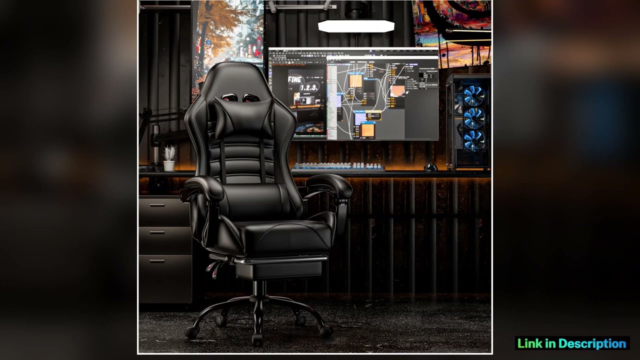 Ergonomic Gaming Chair with Footrest Racing Style Video Game Chair for Adults Reclining Gamer Chair