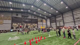Catching a pass from New Orleans Saint Mason Tipton 