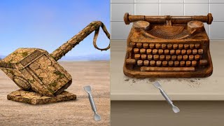 Metal Thor Hammer⚒️And Typewriter 🖨️Cleaning ASMR Gameplay #hammer #typewriter #cleaningasmr #gaming