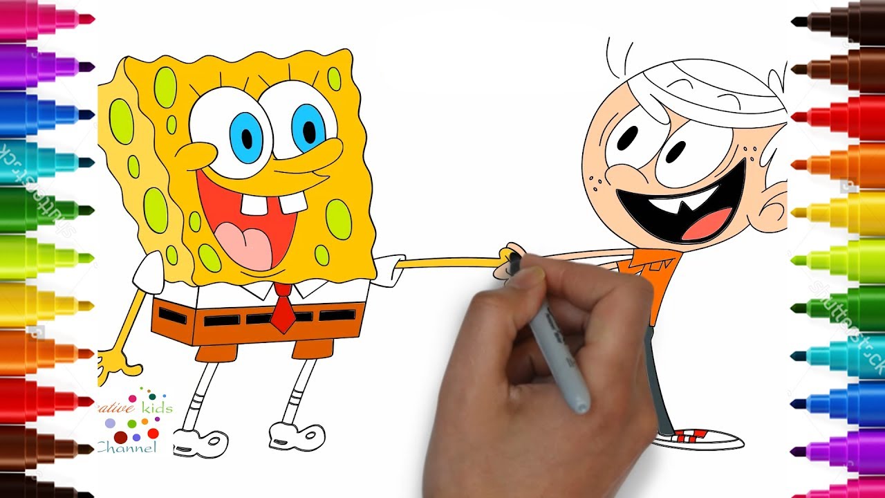 Coloring Loud Cartoon for Spongebob YouTube Characters and Lincoln | Kids to Draw Squarepants How - How and YouTube | - Cartoon Lincoln Spongebob to Squarepants Draw Kids Coloring Loud for Characters