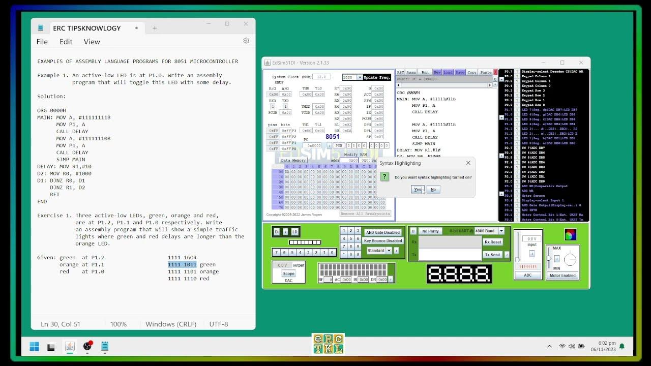 Introduction To 8051 Assembly Language Programming Toggling an LED and