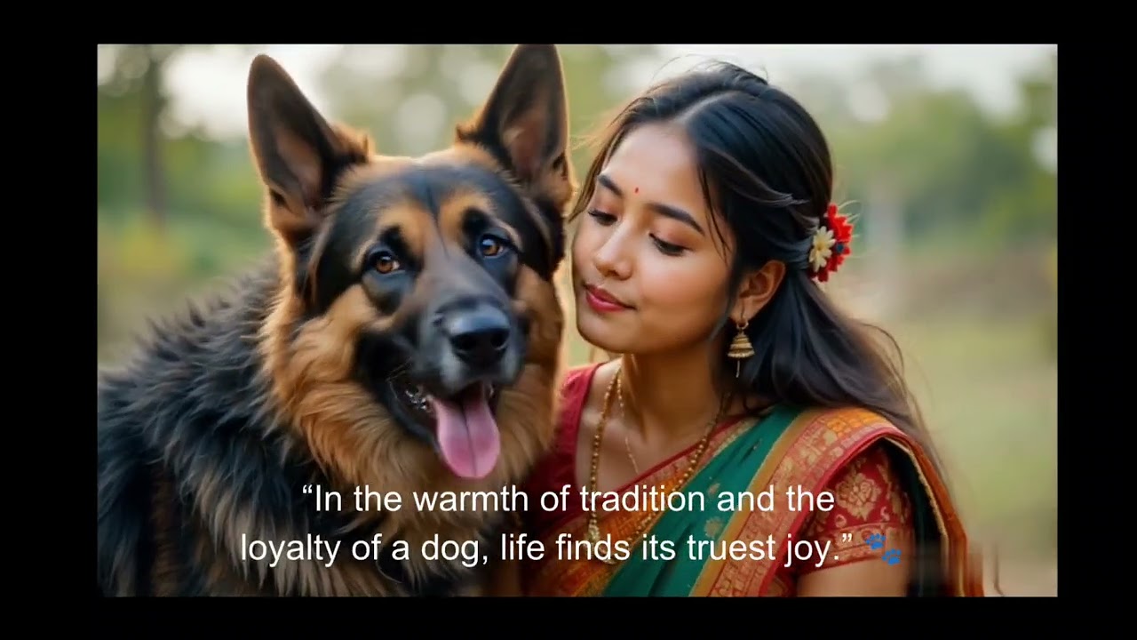 Telangana girls with her German shepherd dog ai video 