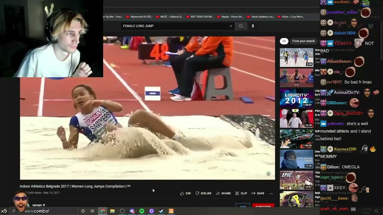 xQc reacts to female long jump and pole vault