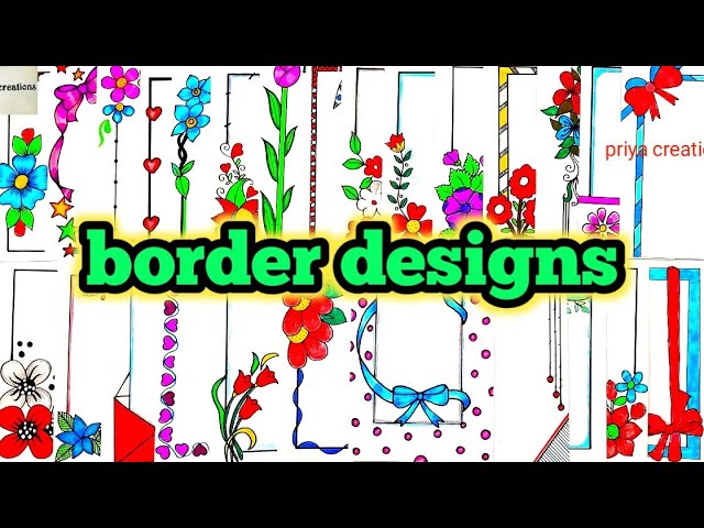 Chart Paper Decoration/3Beautiful Border designs on paper for project  work/border designs to draw, Chart Paper Decoration/3Beautiful Border  designs on paper for project work/border designs to draw #priyacreations  #borderdesigntodraw