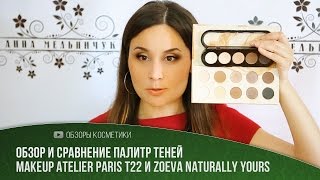 Сравнение палитр теней Makeup Atelier Paris T22 и Zoeva Naturally Yours