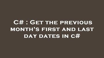C# : Get the previous month