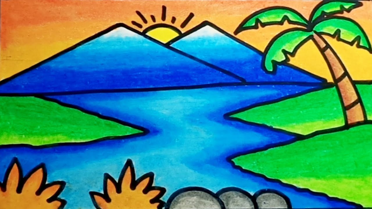 Scenery drawing easy and beautiful with oil pastels | How to draw easy and  beautiful sunset scenery drawing with oil pastels. oil pastel drawing.  scenery drawing. drawing. oil pastel drawing nature scenery... |