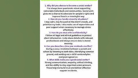 Social Worker Interview Questions and Answers #socialwork #jobinterview #shorts #interview #learn