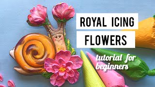 How to make easy  royal Icing flower for beginners. Floral cookie decorating tutorial