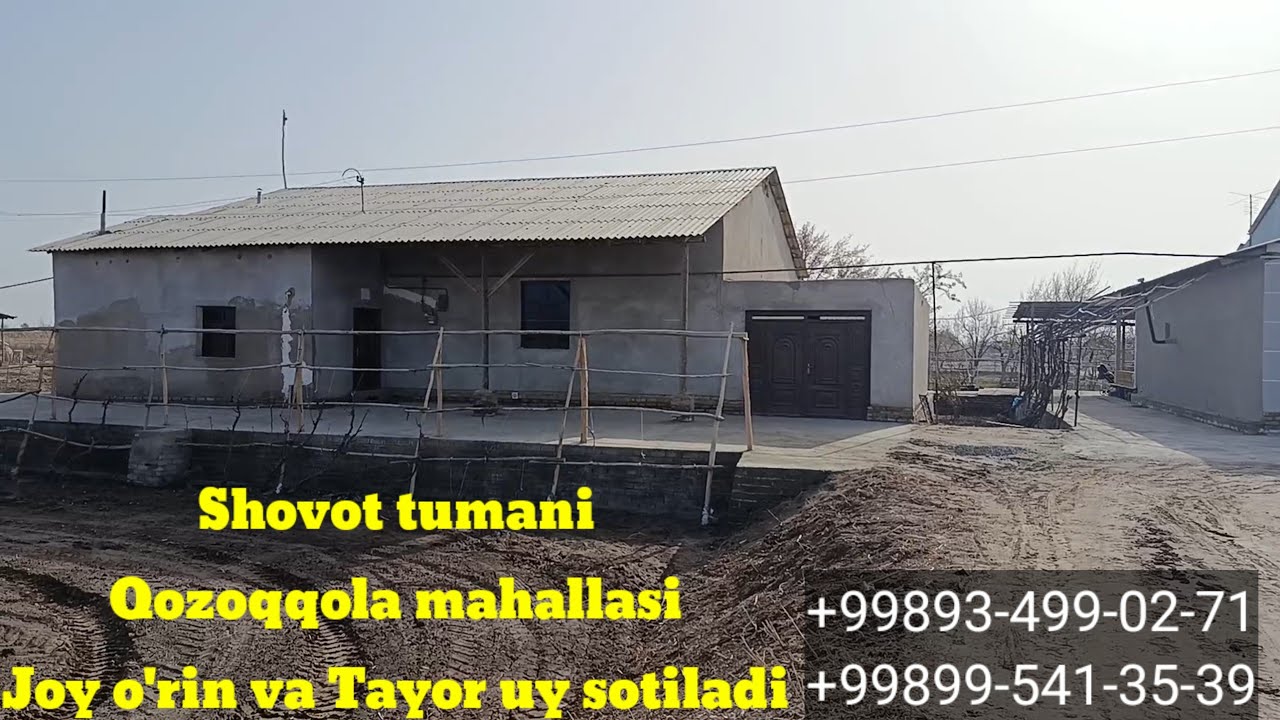 Shovot tumani Qozoqqola mahallasida Joy o'rin va tayor Joy sotilodi