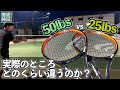 【テンション比較】50ポンドと25ポンドで打ち比べ＆データ比較してみたら意外な結果になりました。テニス・ストリング検証