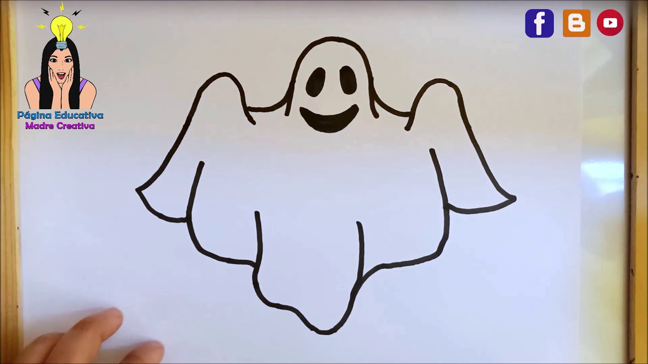 DIBUJO DE FANTASMA PARA NIÑOS - FÁCIL Y RÁPIDO - YouTube
